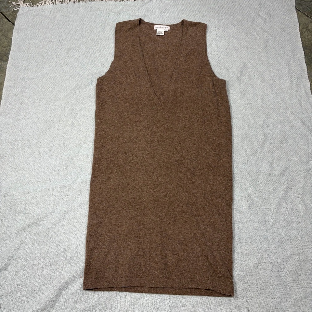 Outlander Sleeveless Low V Neck Lambwool Rabbit Hair Knit Tunic Dress Sz M - Picture 4 of 9